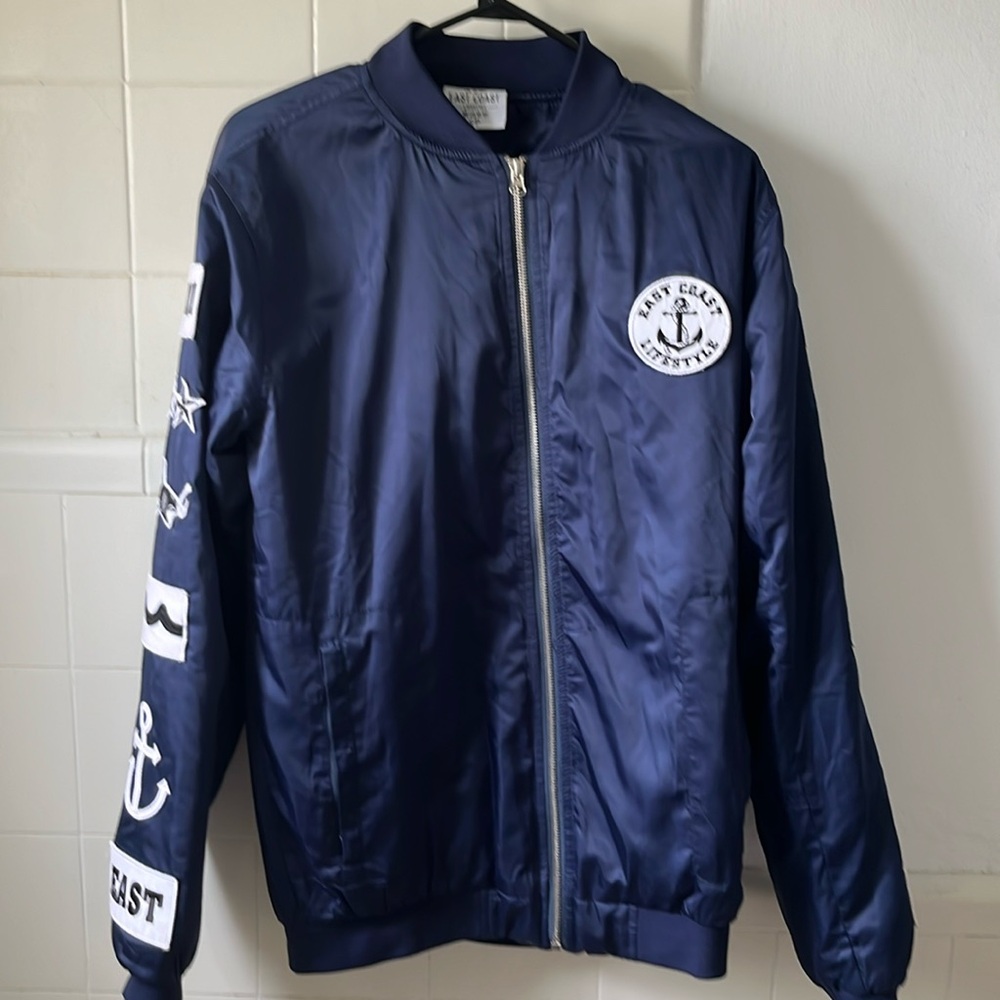 Men’s Jacket Navy Blue East Coast Lifestyle Vibes Zip Up Lightweight. Size Small